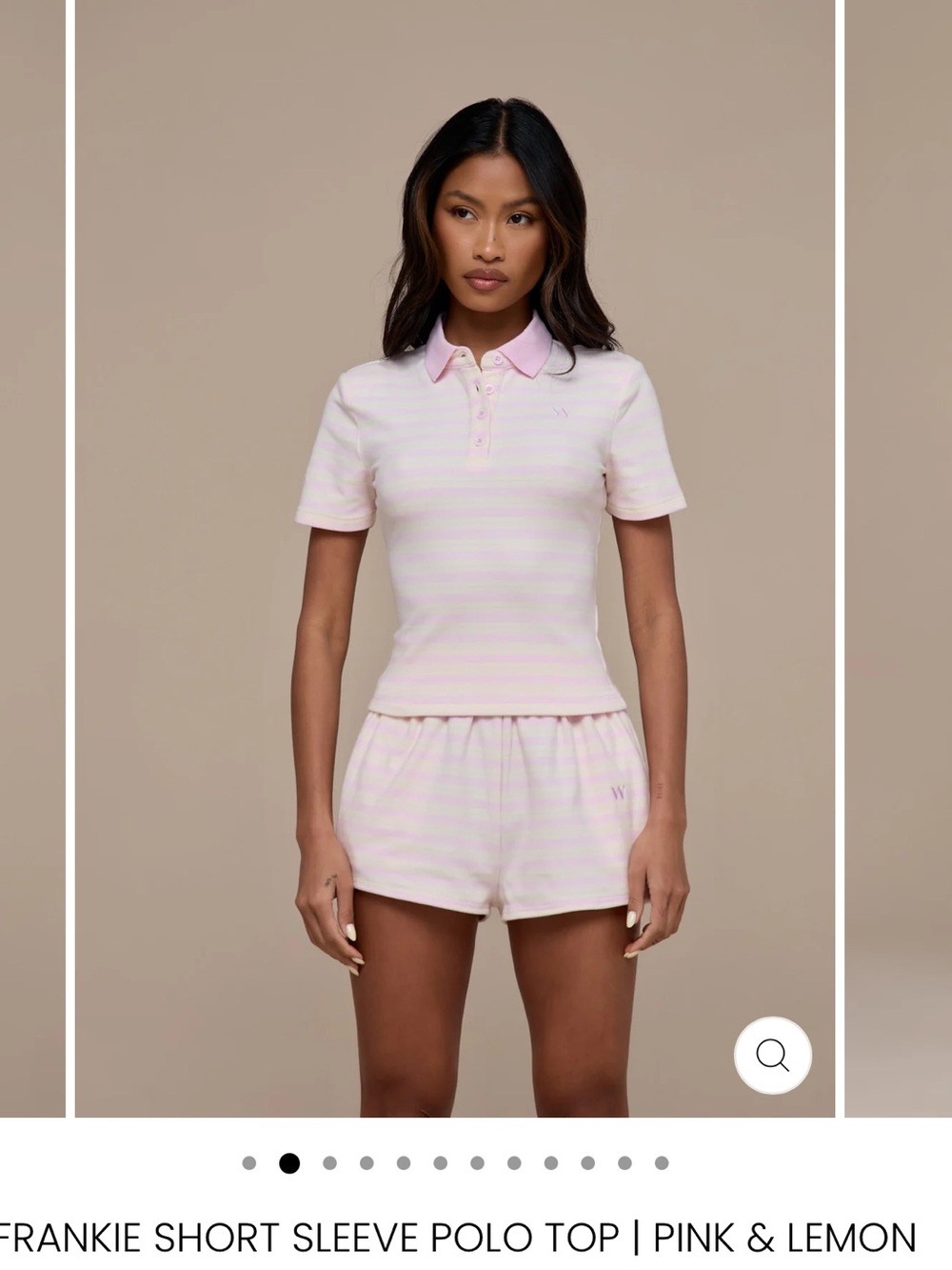Wander Pink & Cream Striped Polo Top and Shorts Set -